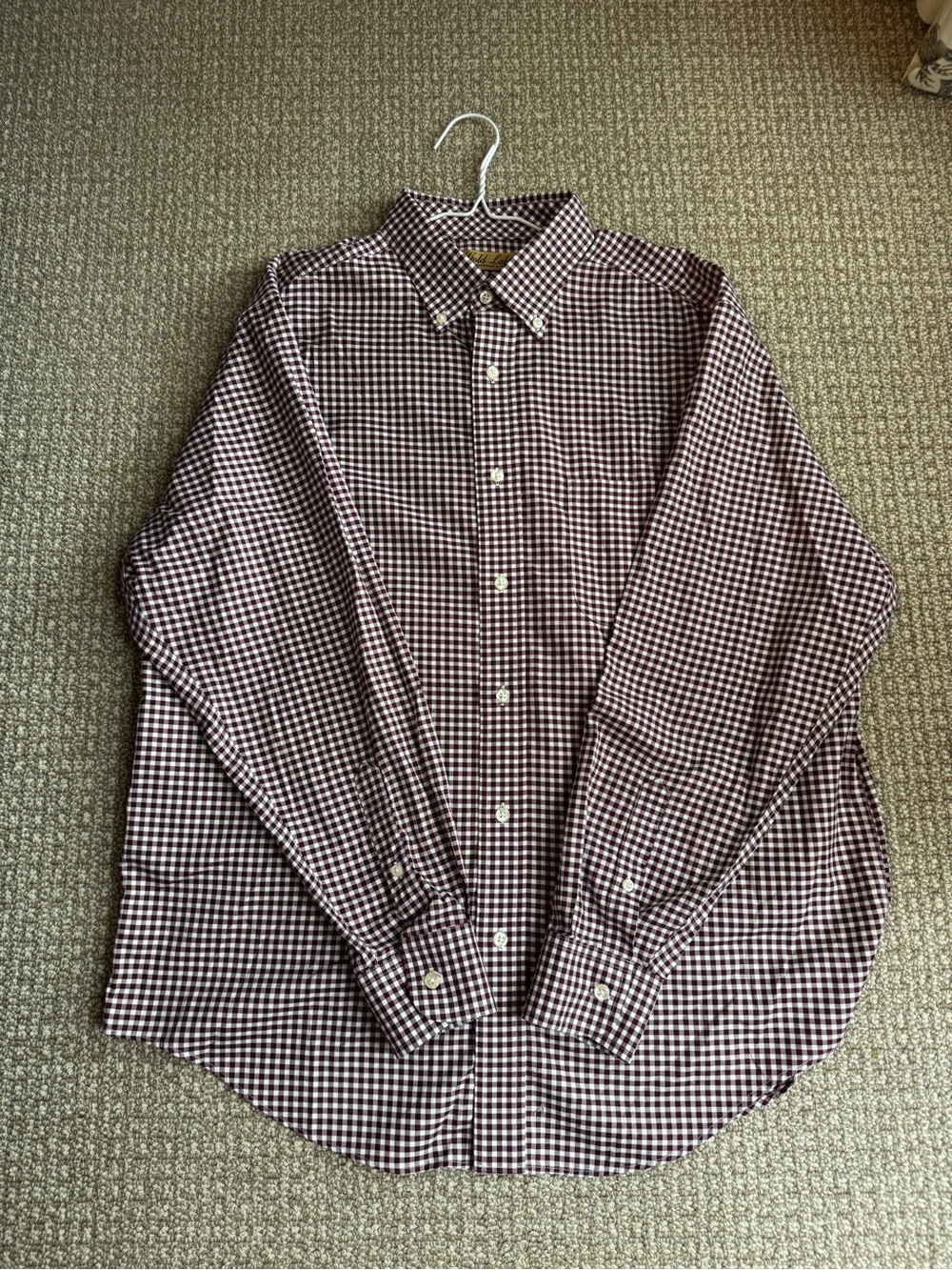 Gold Label Burgundy and White Gingham Button-Down Shirt